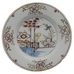 Delft - Polychrome manganese floral plate - 18th century