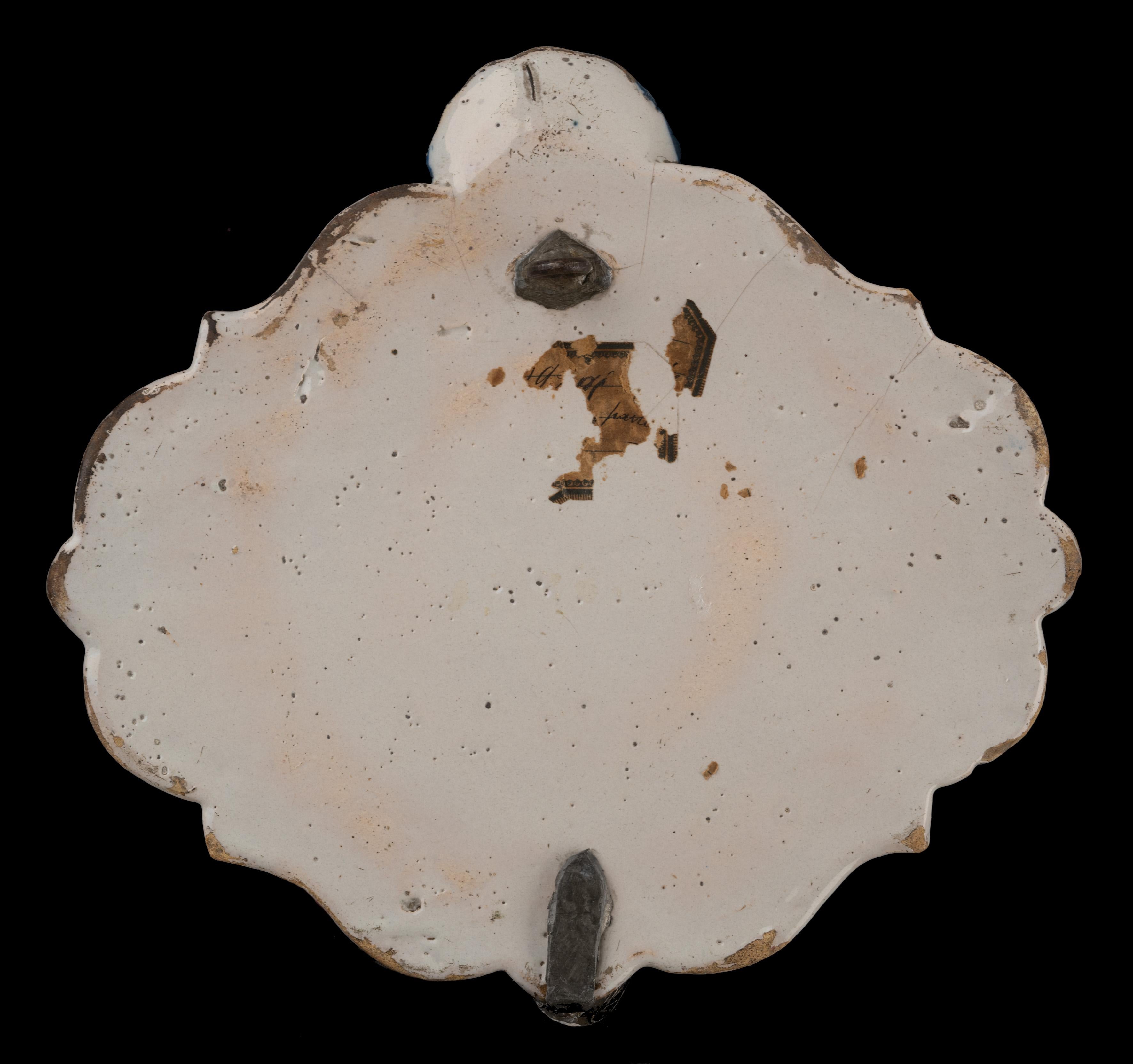 Ceramic Delft Polychrome plaque with a flower vase 1740-1760 For Sale