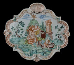 Delft Polychrome plaque with an allegorical depiction 1730-1750