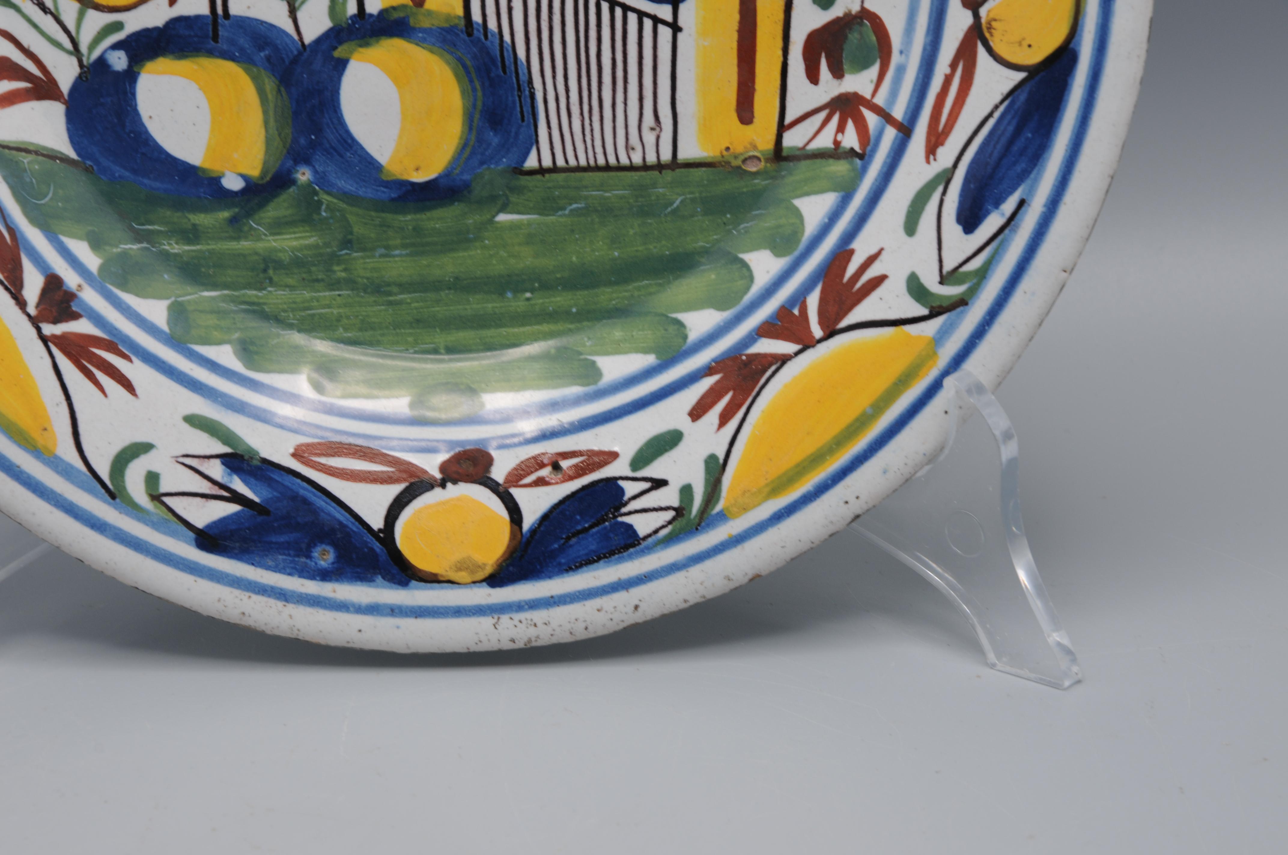 Néerlandais Delft polychrome plate 'boerendelfts' - early 19th century en vente
