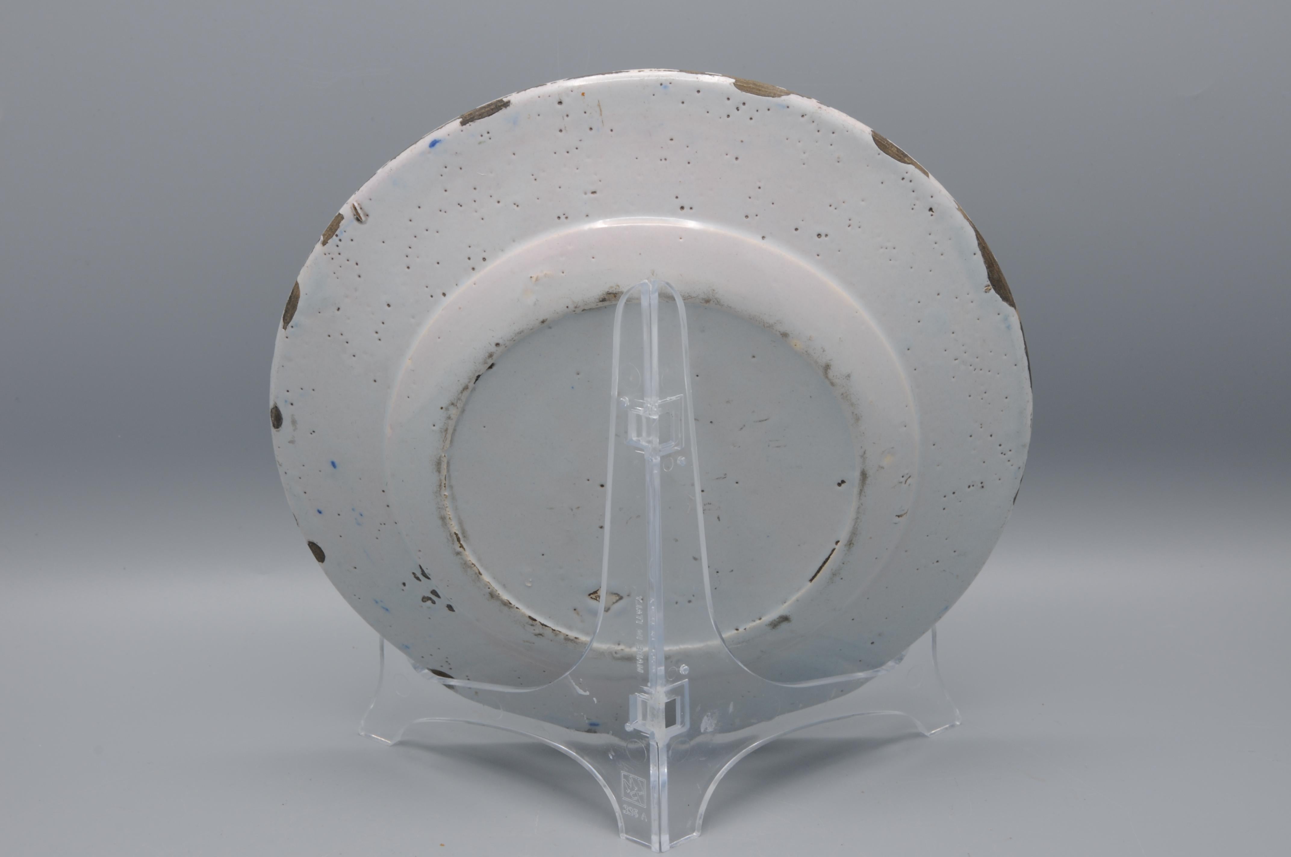 19th Century Delft polychrome plate 'boerendelfts' - early 19th century For Sale