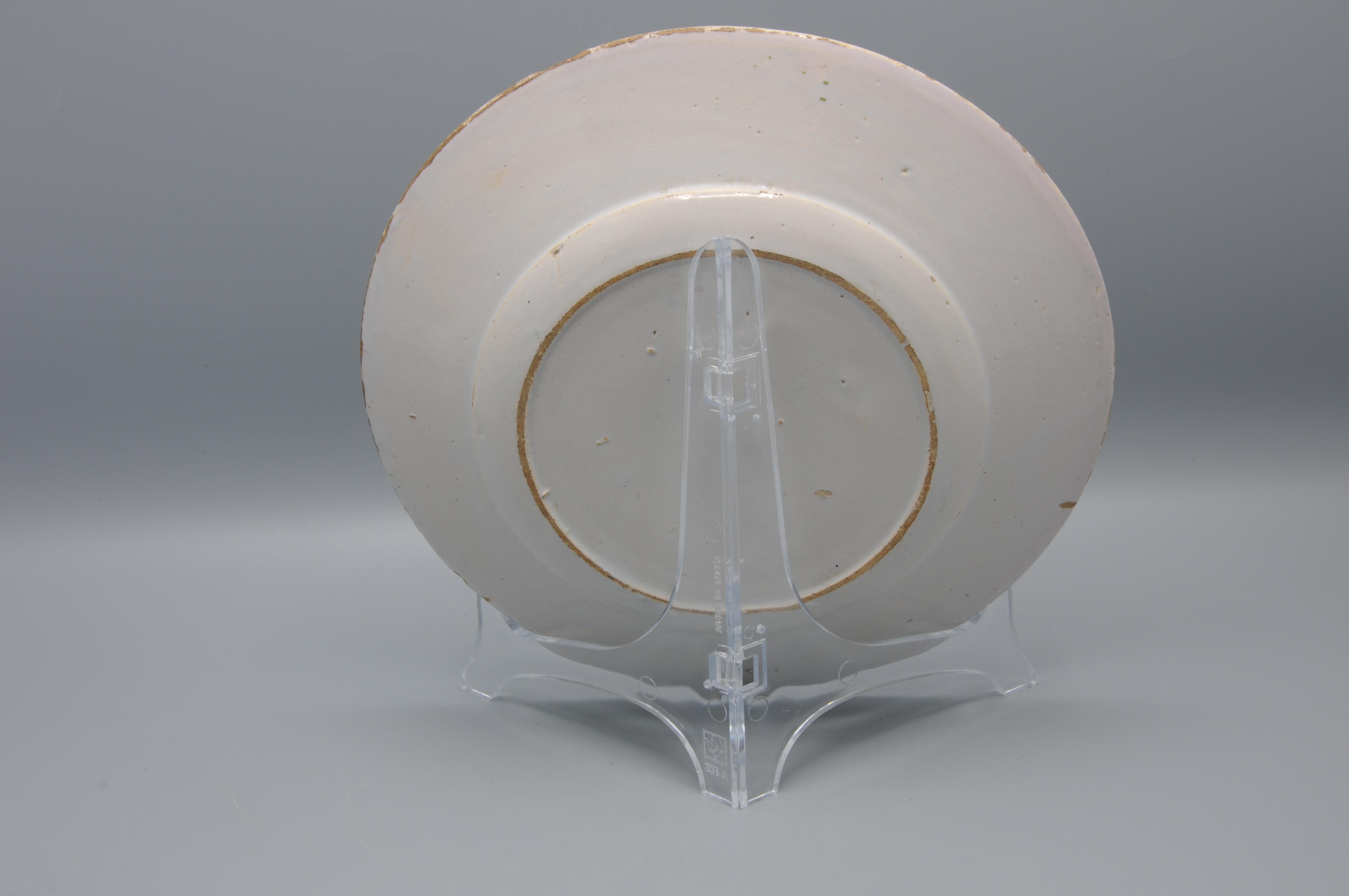 Poterie Assiette polychrome 'boerendelfts' de Delft - début du 19ème siècle en vente