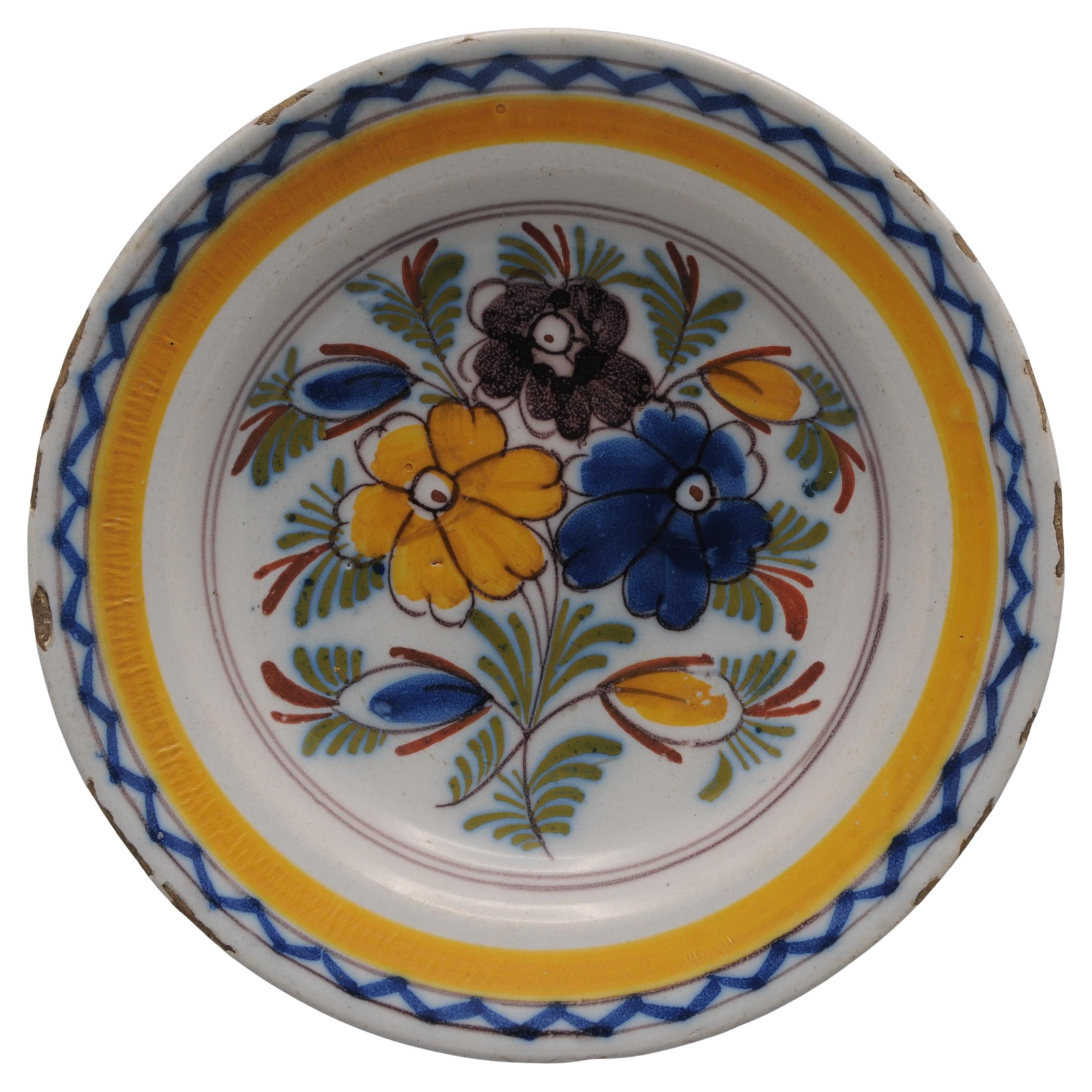 Plato policromado de Delft "boerendelfts" - principios del siglo XIX