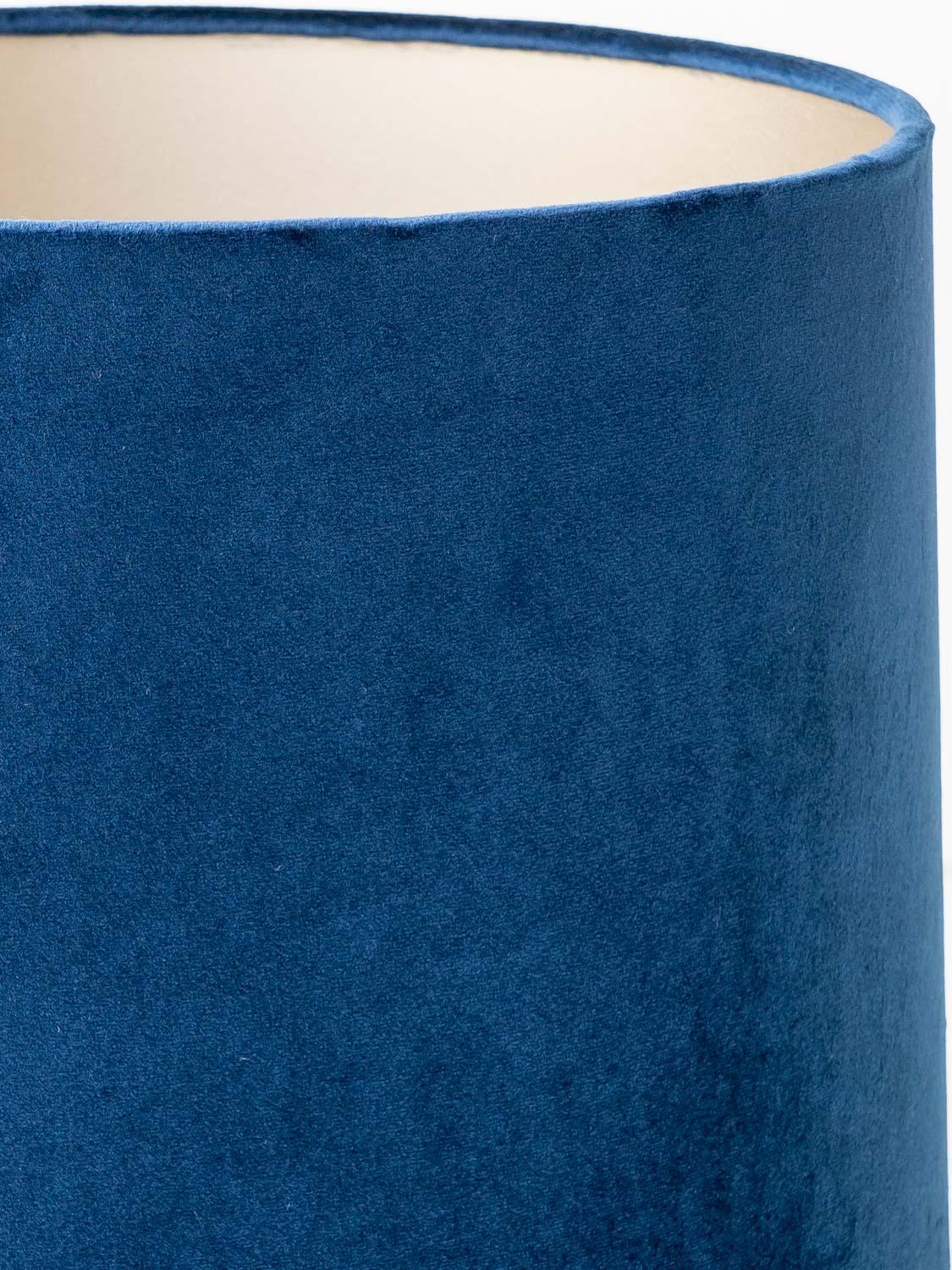Delft Polychrome Table Lamp by Tichelaar Makkum with New Indigo Velvet Shade For Sale 4