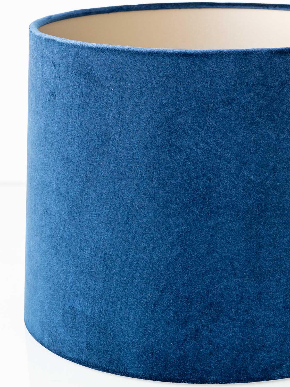 Brass Delft Polychrome Table Lamp by Tichelaar Makkum with New Indigo Velvet Shade For Sale