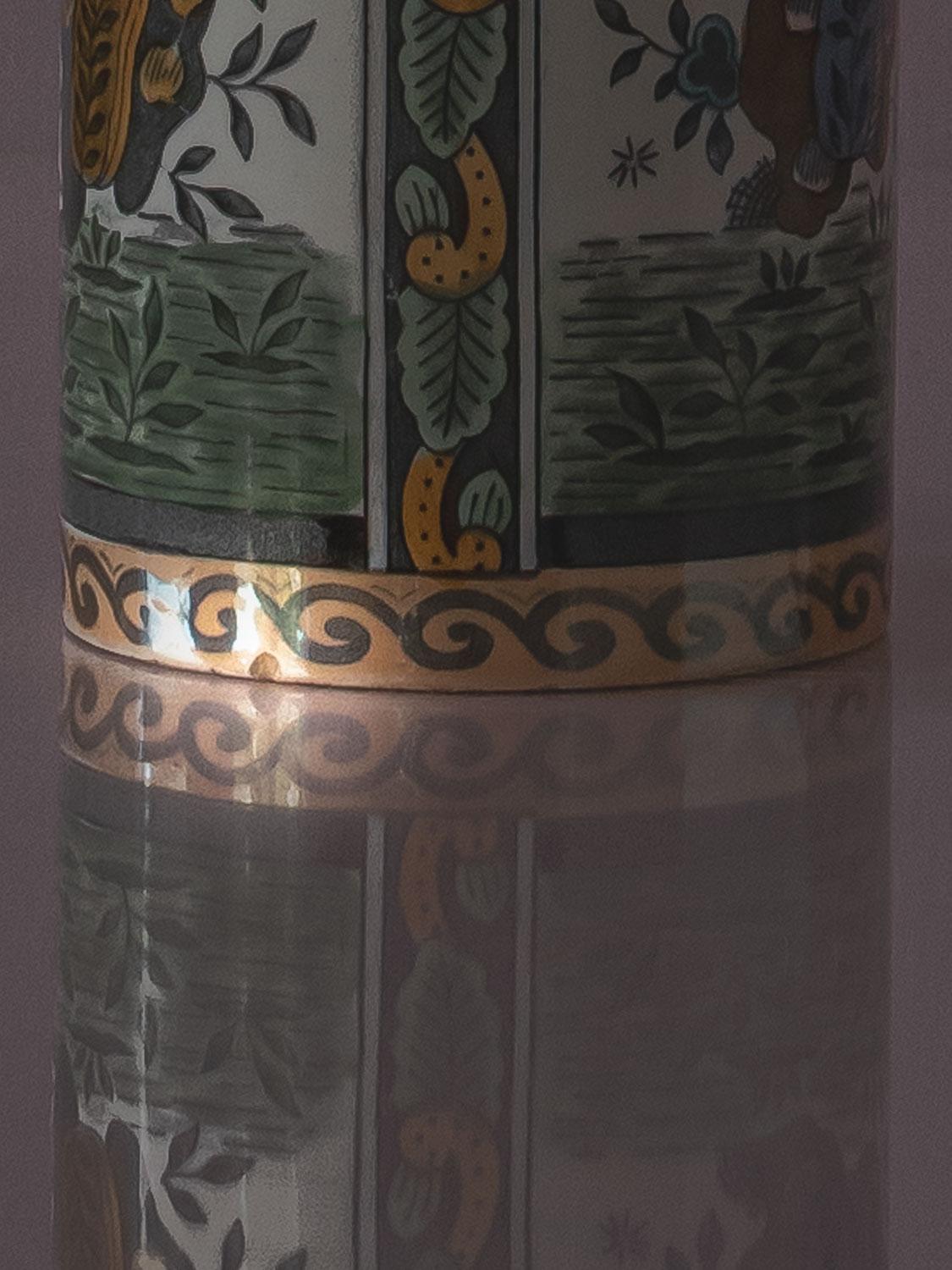 Delft Polychrome Table Lamps, De Sphinx/Petrus Regout, New Leopard Print Shades 8