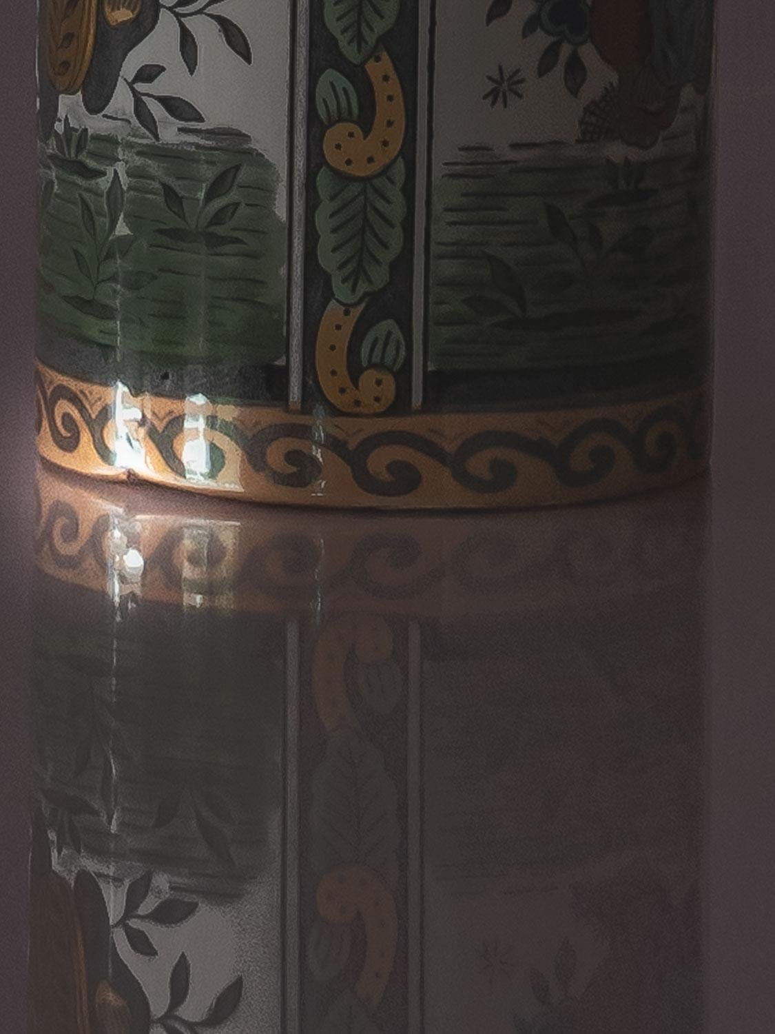 Delft Polychrome Table Lamps, De Sphinx/Petrus Regout, New Leopard Print Shades 9