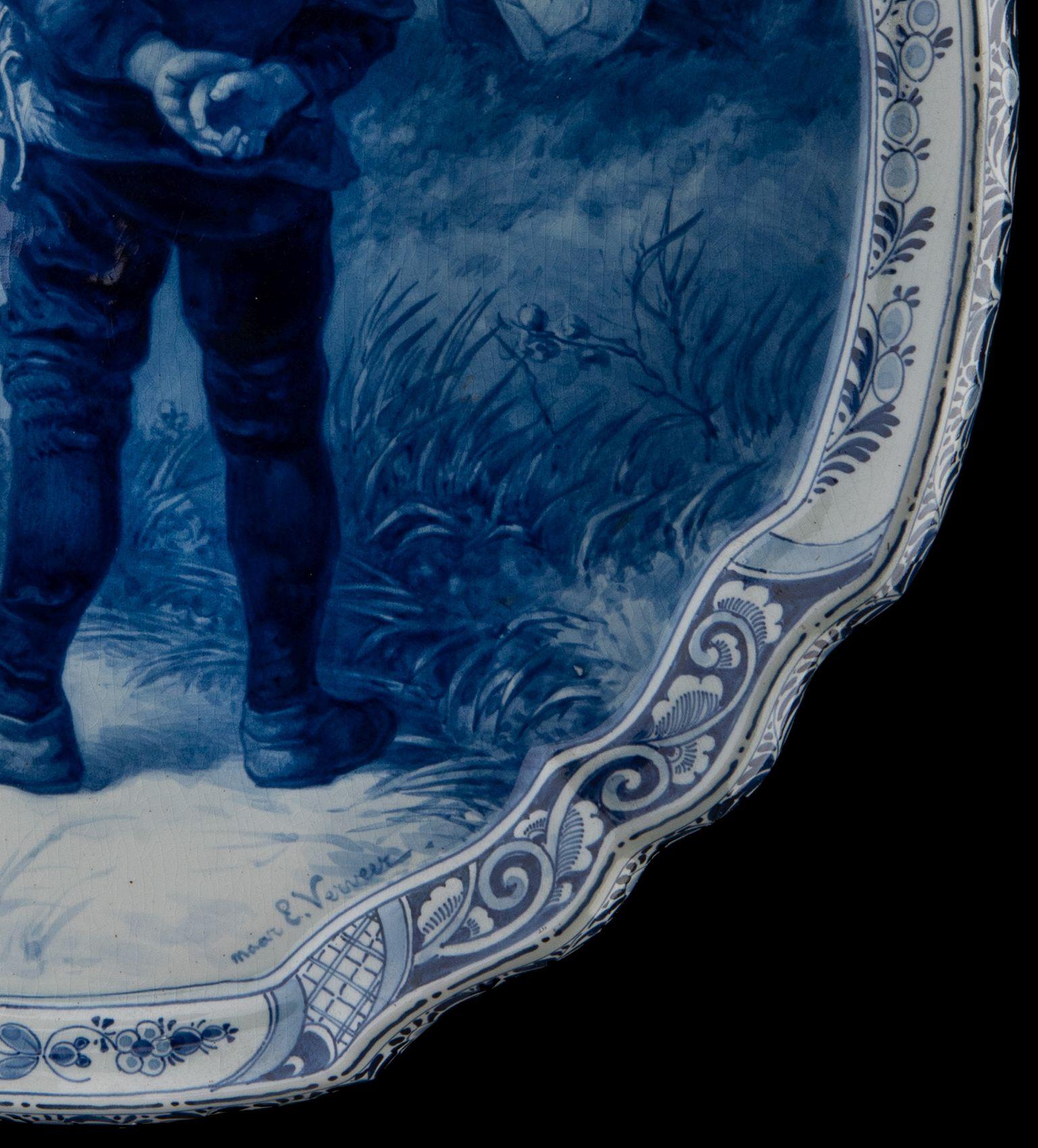 Delft, Porceleyne Fles Applique after a Painting by E. Verveer,  1903 In Good Condition For Sale In Verviers, BE