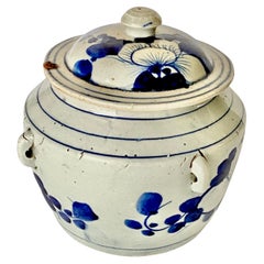Antique Delft Pot in Faïence, White and Blue, 19eme Century from Netherlands