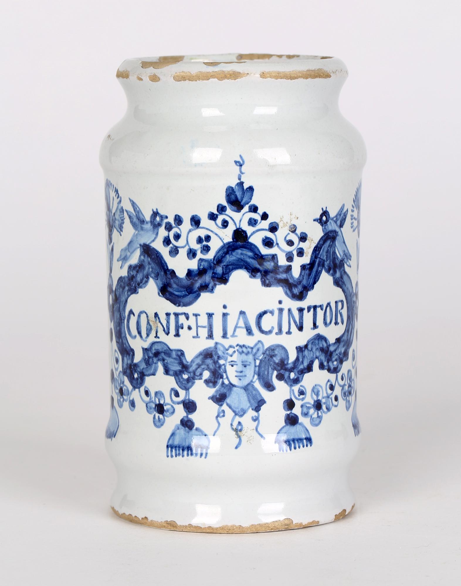 Delft Pottery Apothecary Jar Marked Conf.Hiacintor 3