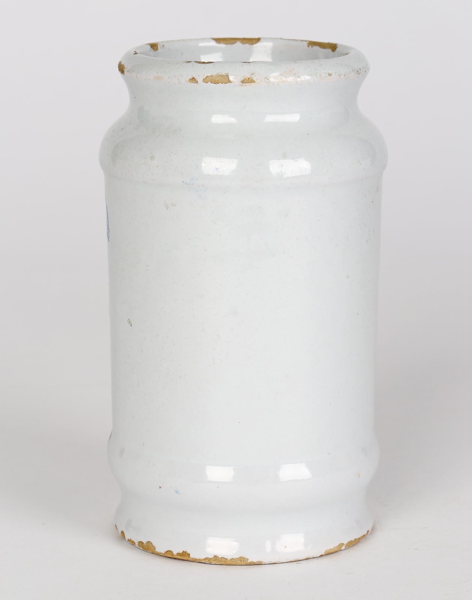 Delft Pottery Apothecary Jar Marked Conf.Hiacintor 1