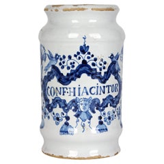 Delft Pottery Apothecary Jar Marked Conf.Hiacintor