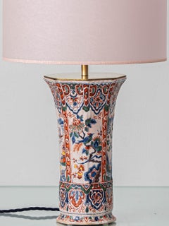 Delft Revival Chinoiserie Faience Table Lamp, Geo Martel, Desvres, circa 1900
