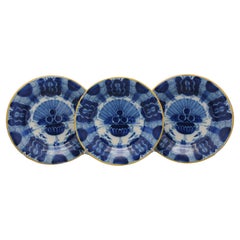 Delft set of 3 'Peacock' plates by 'De Blompot' - second half 18th century