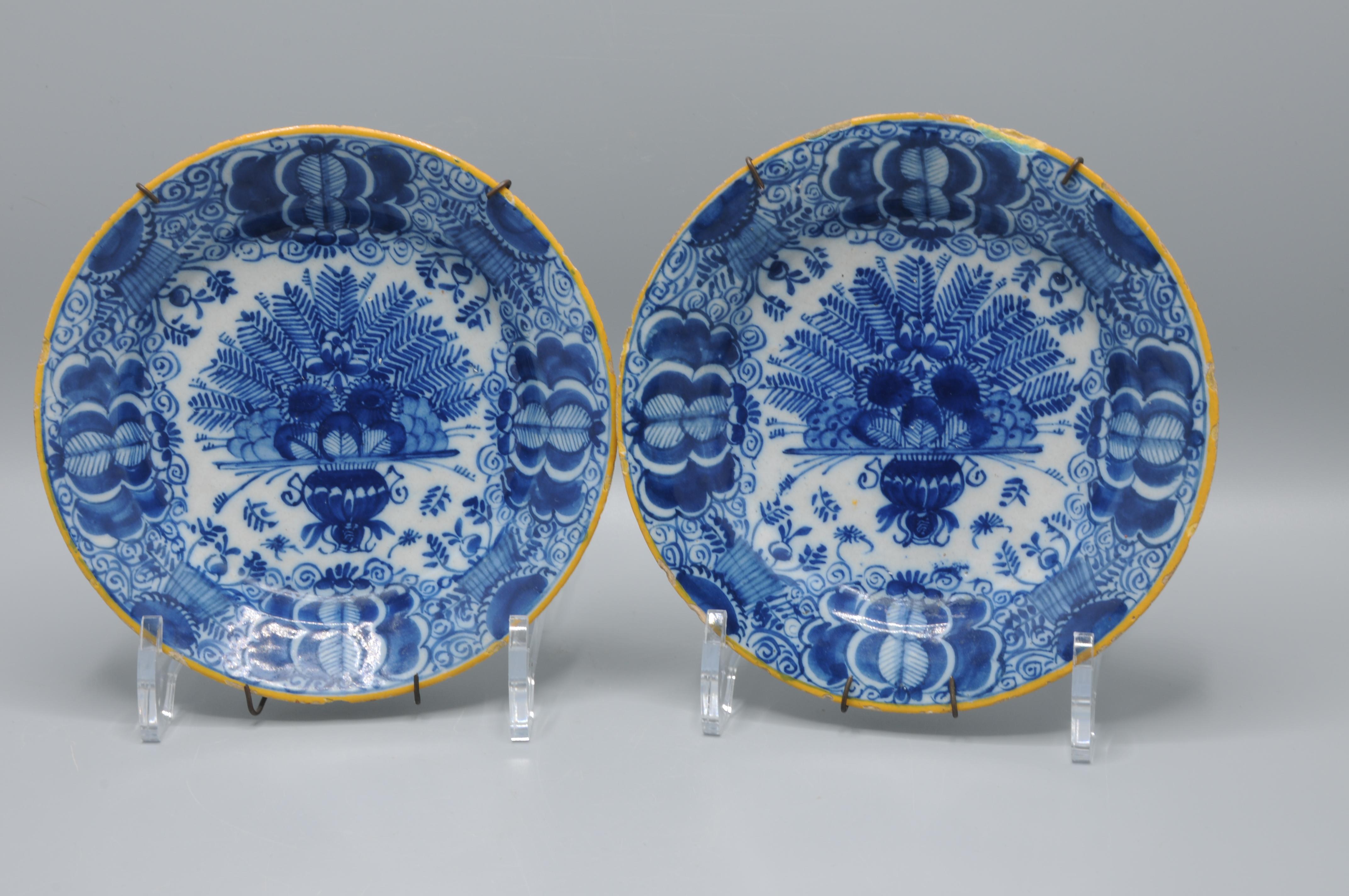 Delft - set of small 'Peacock' plates - second half 18th century For Sale 2