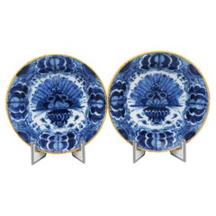 Delft - set of small 'Peacock' plates - second half 18th century