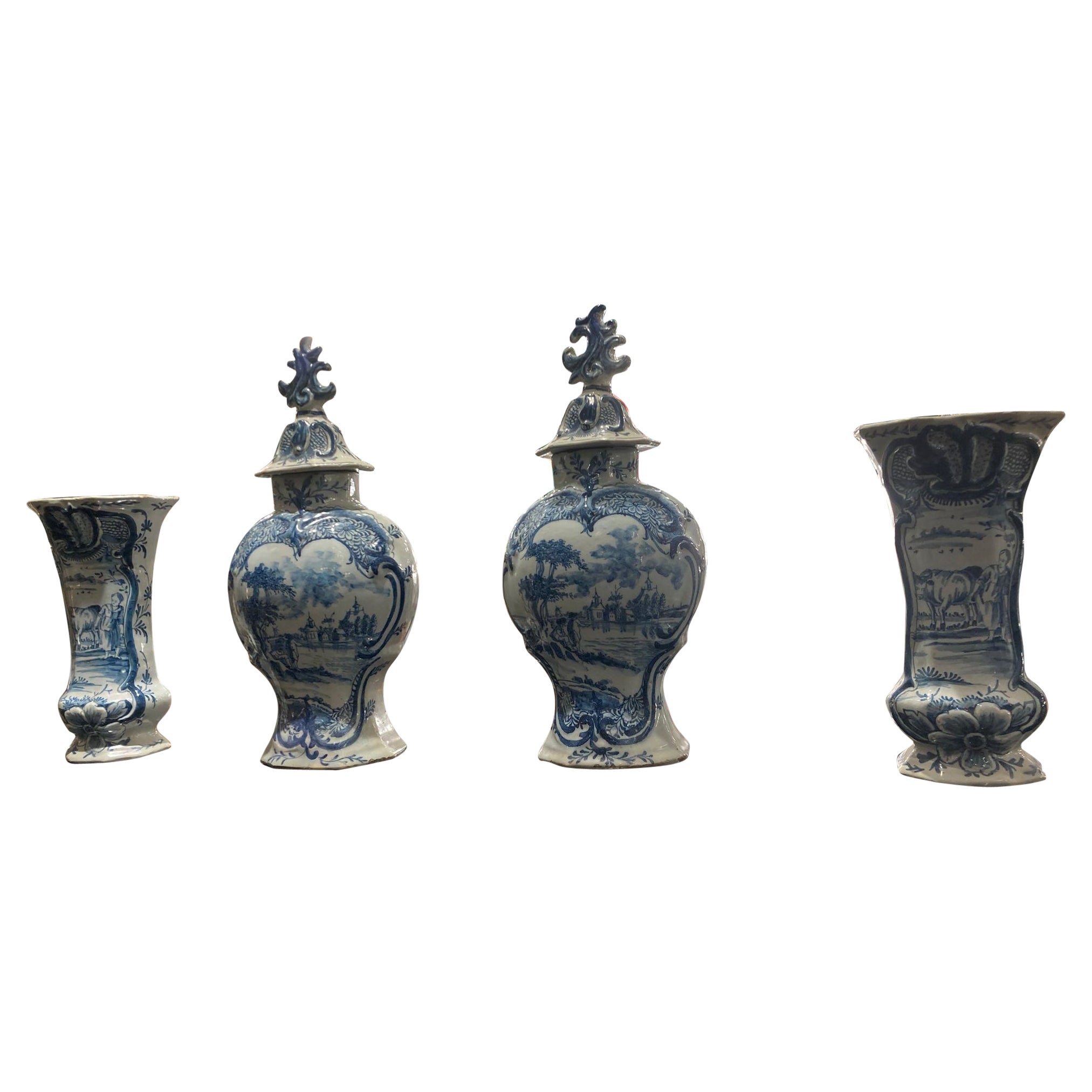 Garniture 4 pièces signée Delft 19ème siècle