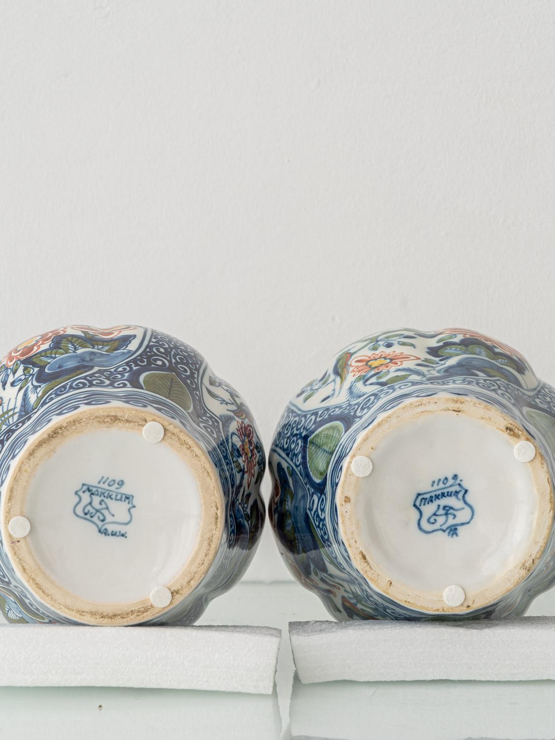 Lampes de table Delft par Tichelaar Makkum (1940-1960) avec nouveaux abat-jour, peintes à la main en vente 4