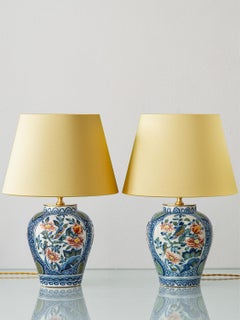 Delft Table Lamps by Tichelaar Makkum (1940-1960) with New Shades, Handpainted