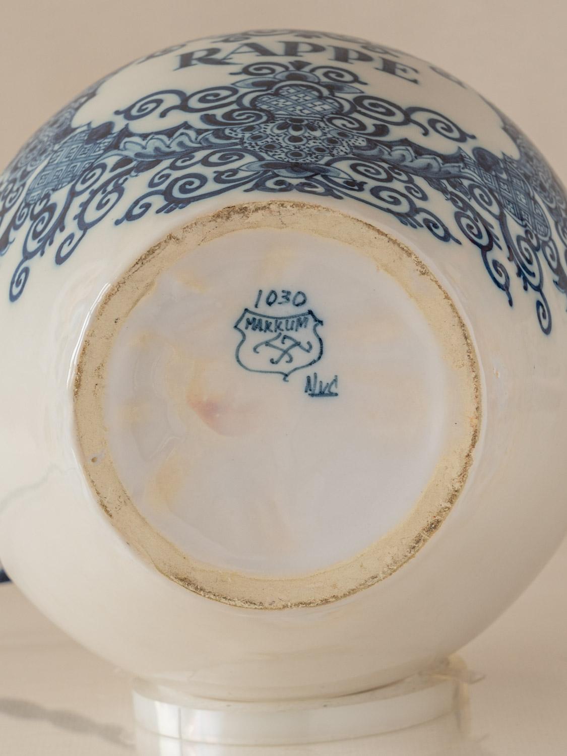 Delft Tichelaar Makkum Table Lamp from Tobacco Jar, New Silk Shade, 1940s For Sale 4