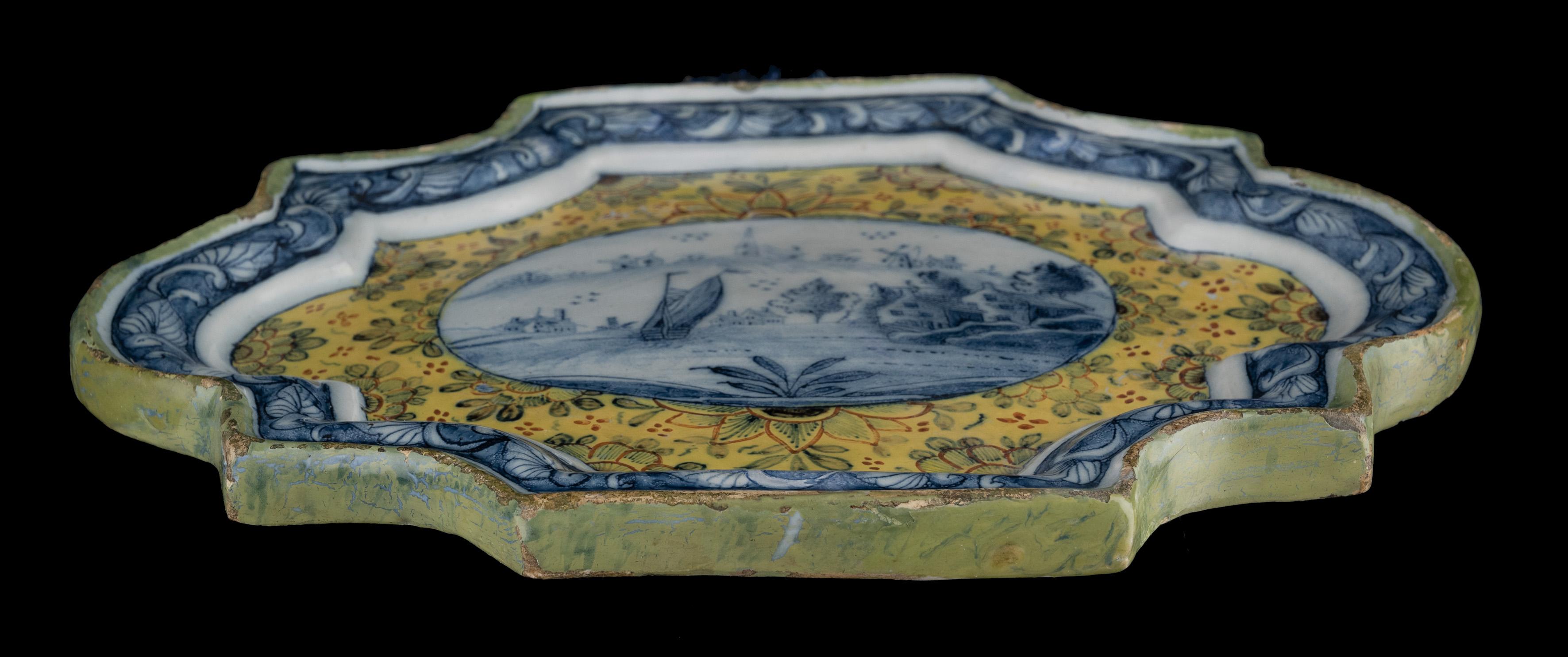 Delft Two polychrome plaques with landscapes  1750-1770  For Sale 5