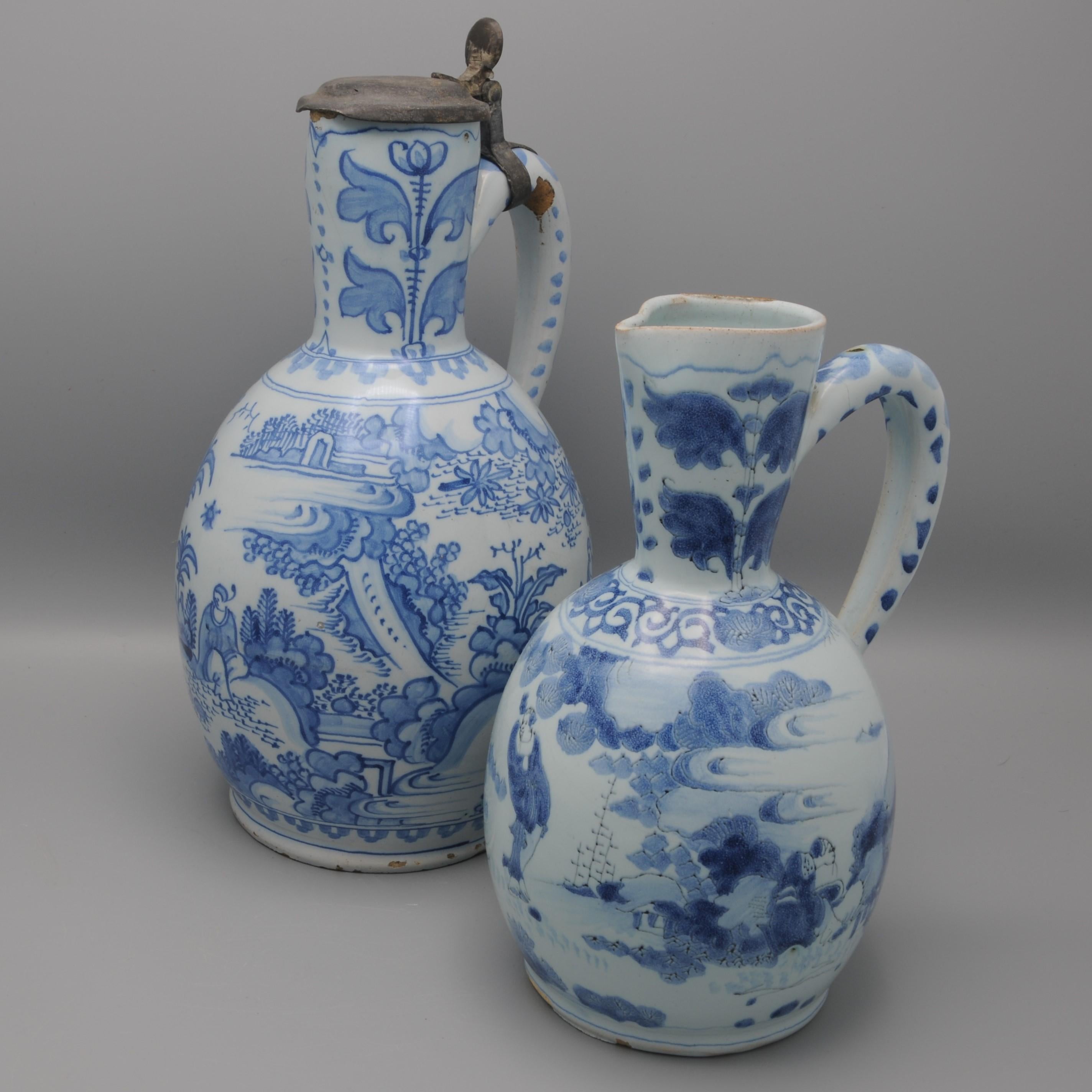 Delft - Pichet de style Wanli à décor de chinoiseries, seconde moitié du XVIIe siècle en vente 10