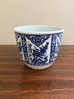 Delfts Royal Boch Blue and White Chinoiserie Porcelain Cachepot Planter or Vase