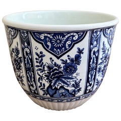 Delfts Royal Boch Blue and White Chinoiserie Porcelain Cachepot Planter or Vase