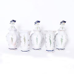 Delftware Group of Five Antique Dutch Urns and Vases