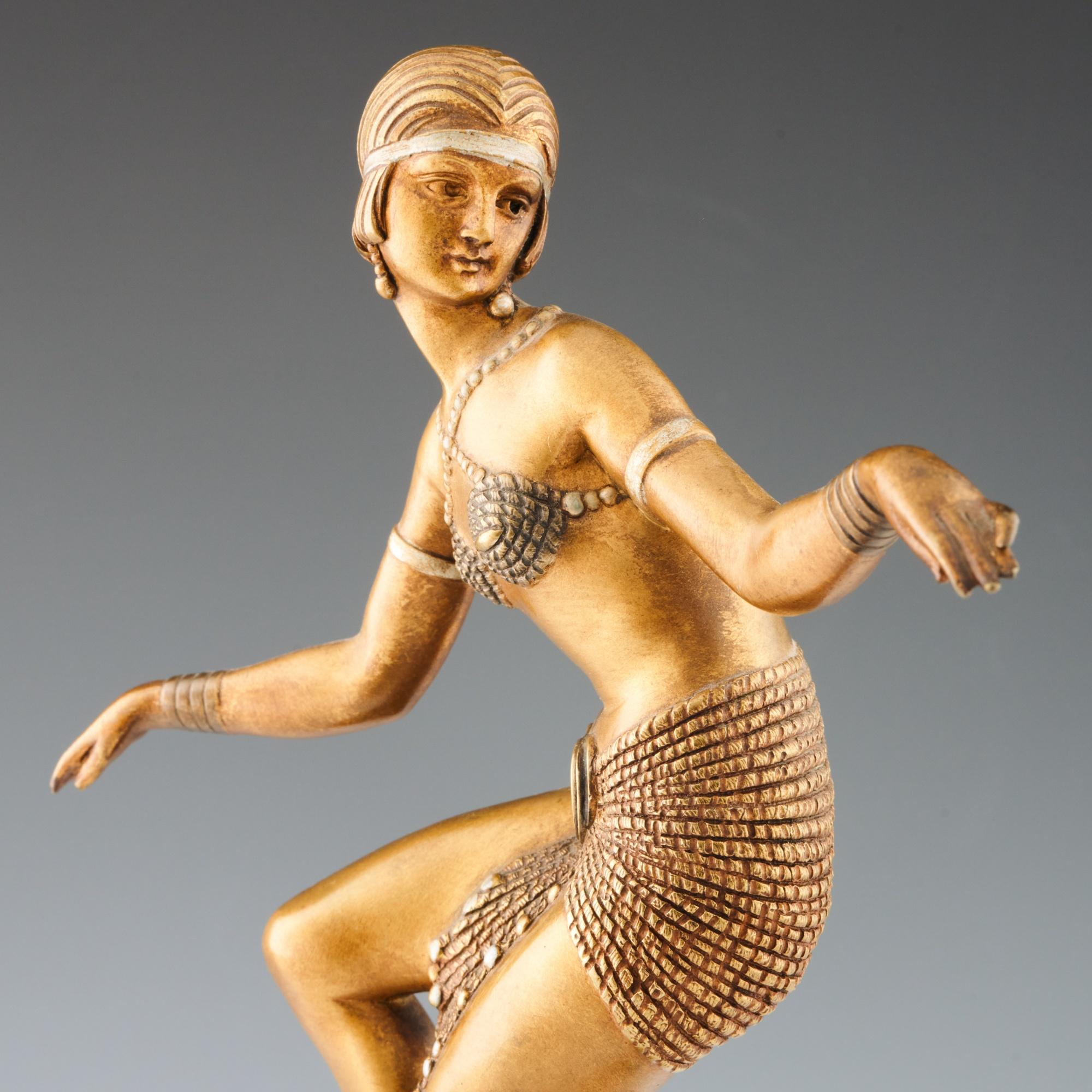 'Delhi Dancer' Original Demetre Chiparus Cold Painted Bronze Sculpture For Sale 3