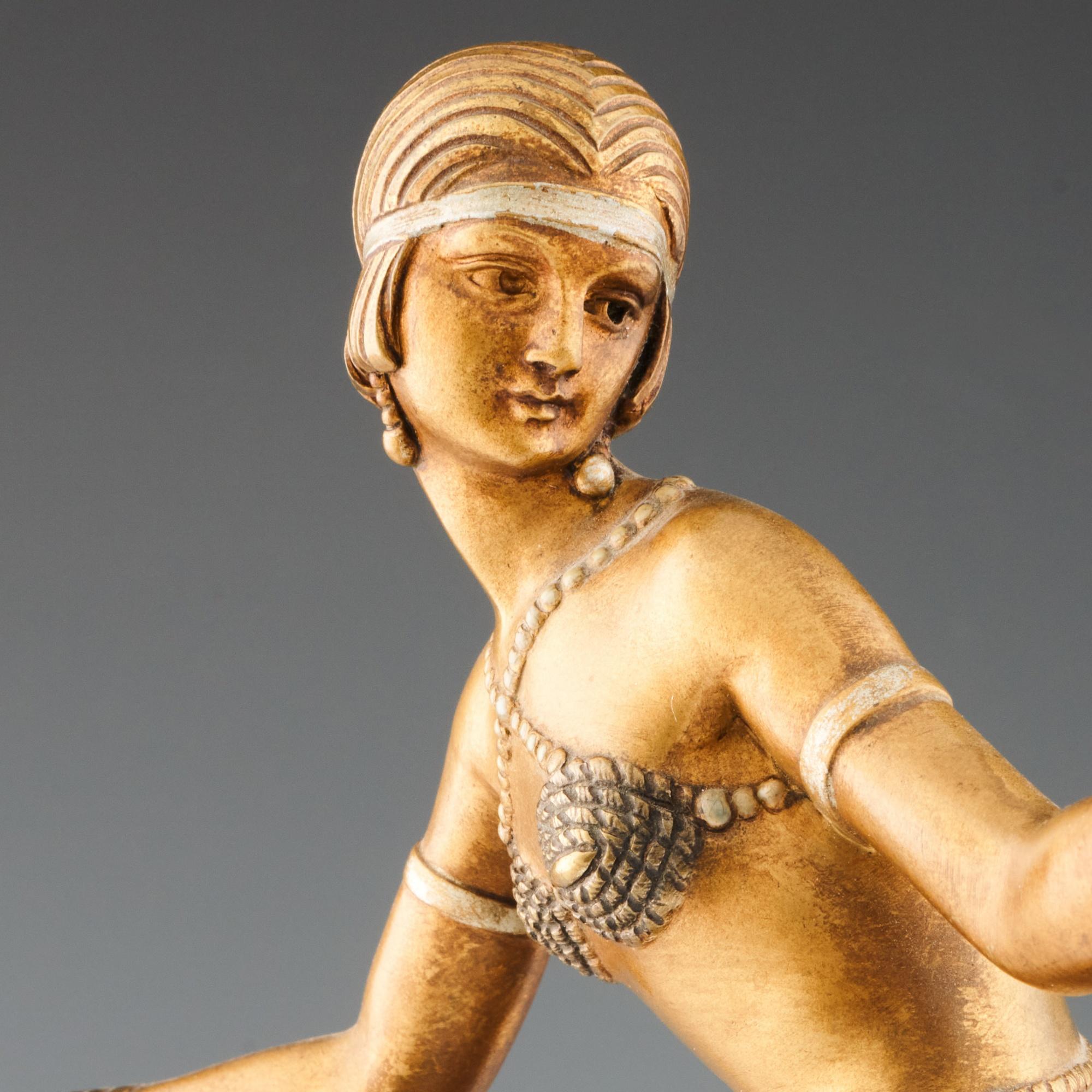 'Delhi Dancer' Original Demetre Chiparus Cold Painted Bronze Sculpture For Sale 4