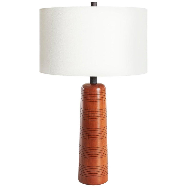 Turned Cherry and NavyDyed Ash Table Lamp, Delhi II For Sale at