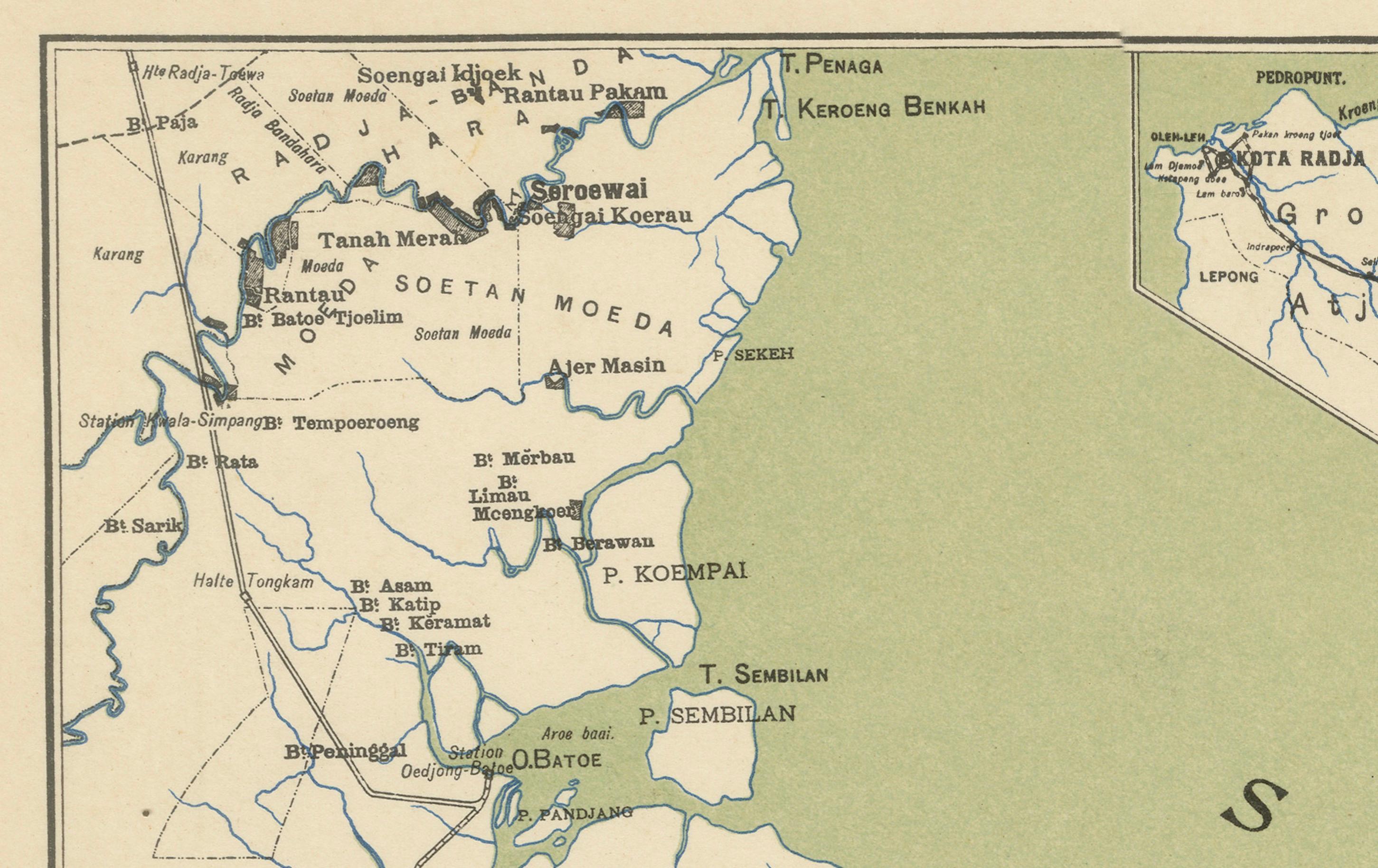 Deli Railway System Map, East Sumatra — Deli Spoorweg Maatschappij, c.1910