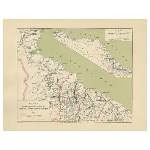 Deli Railway System Map, East Sumatra — Deli Spoorweg Maatschappij, c.1910