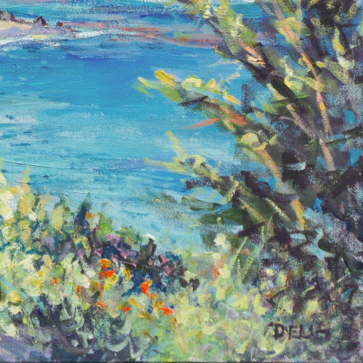 « Monterey Coastline », Carmel, Big Sur, océan Pacifique, Californie impressionniste - Painting de Delia Bradford