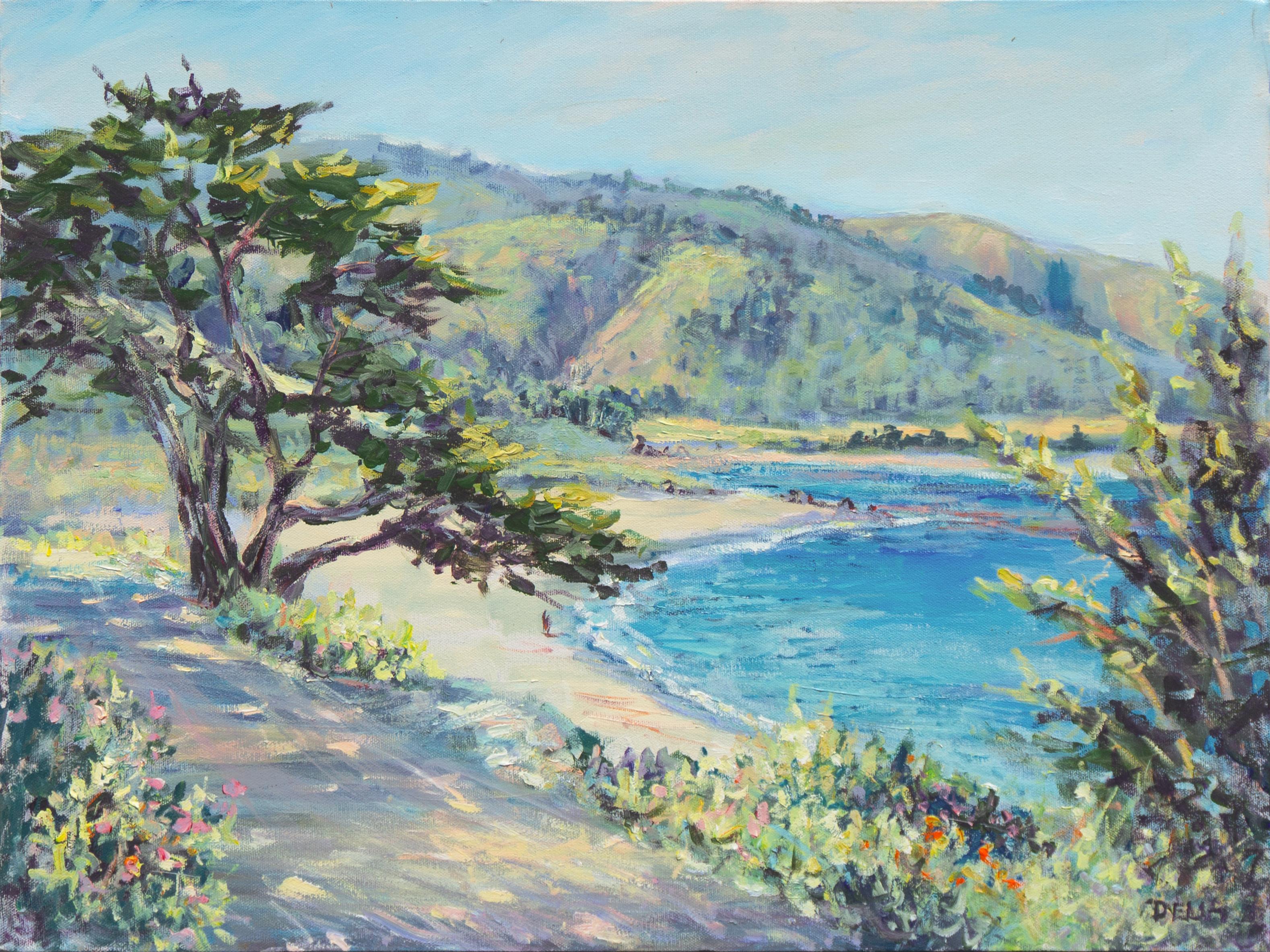 Landscape Painting Delia Bradford - « Monterey Coastline », Carmel, Big Sur, océan Pacifique, Californie impressionniste