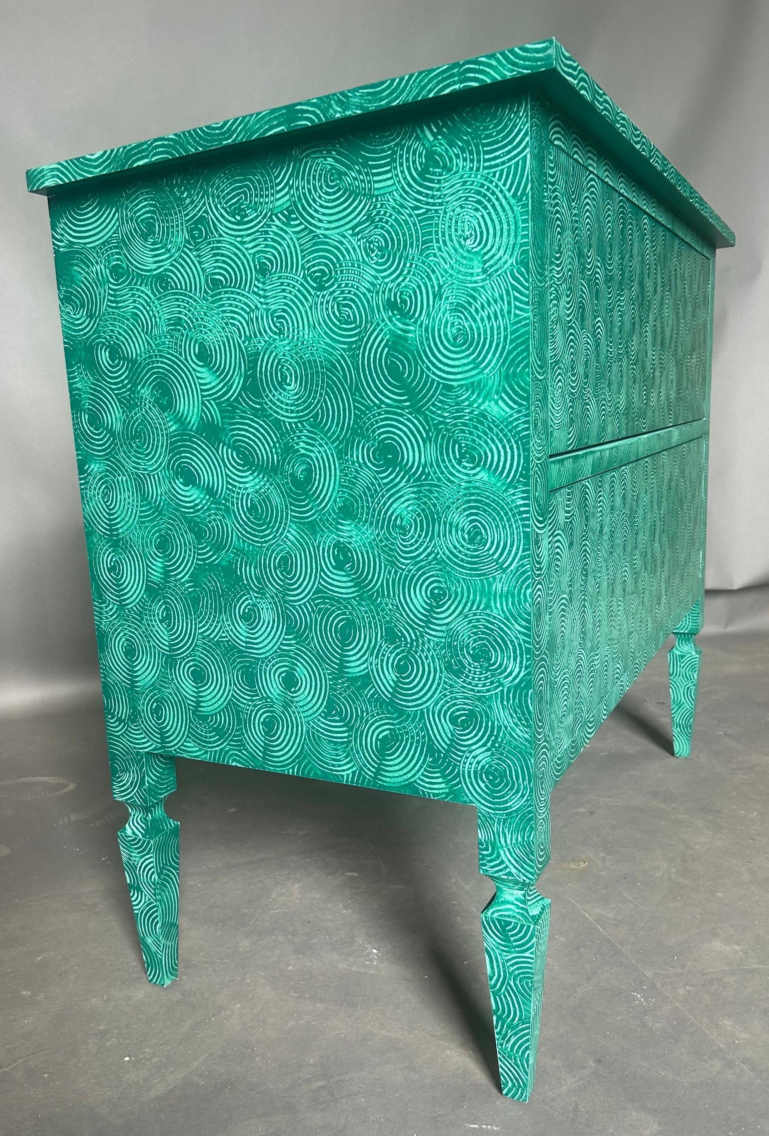 Delia chest by the fabulous things in hand painted absolute green swirl  For Sale 5