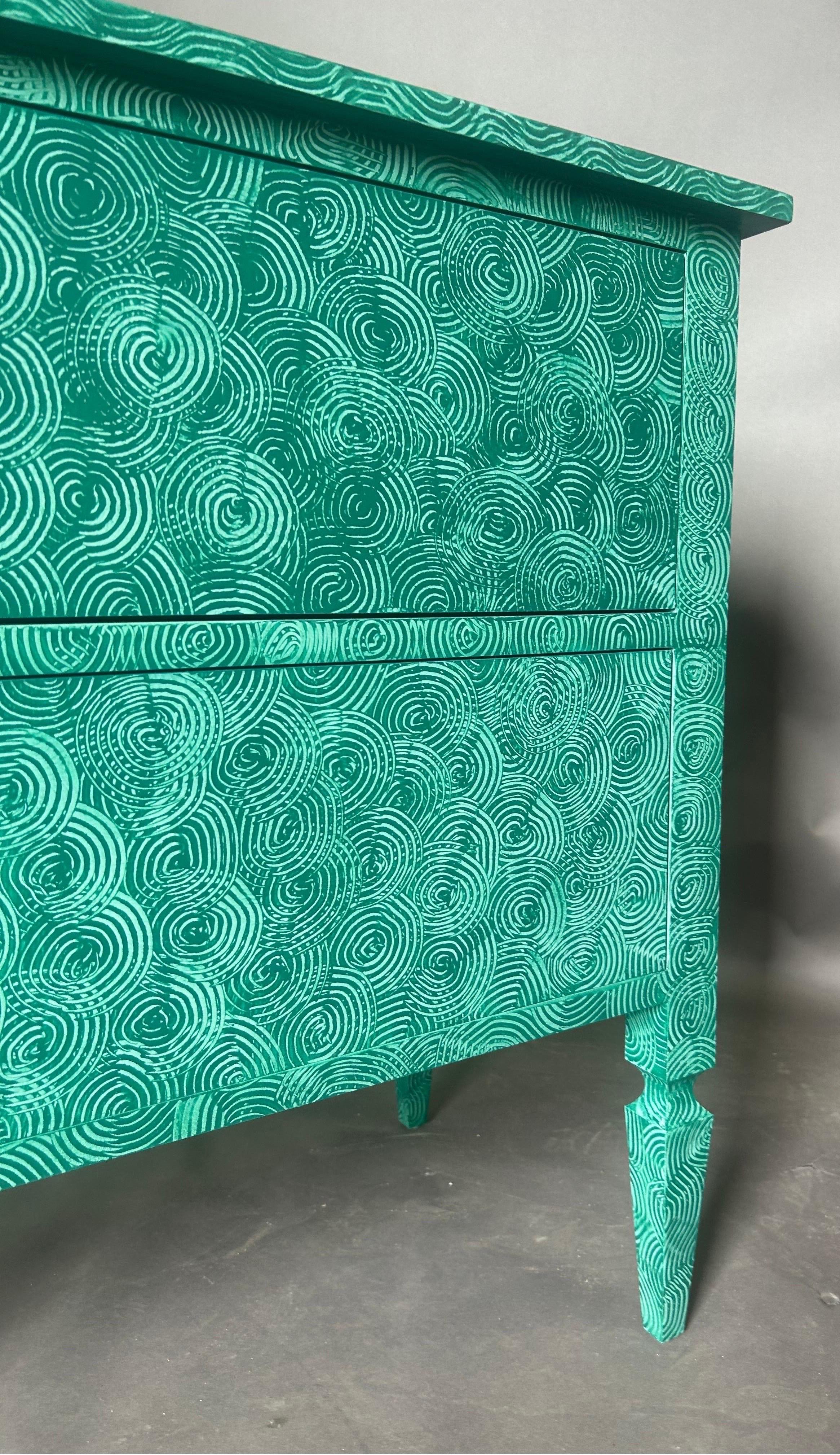 Delia chest by the fabulous things in hand painted absolute green swirl  For Sale 7