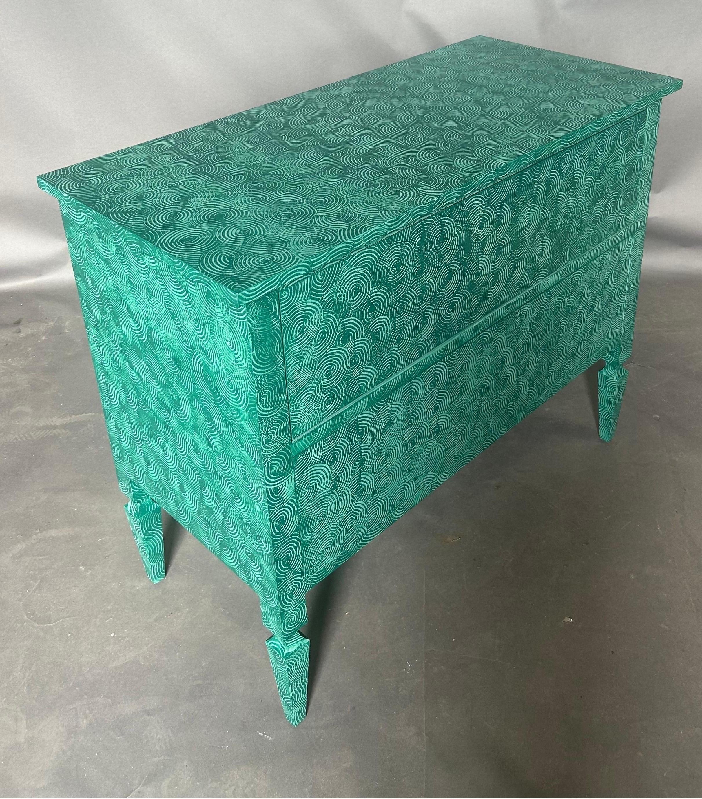 Delia chest by the fabulous things in hand painted absolute green swirl  For Sale 8