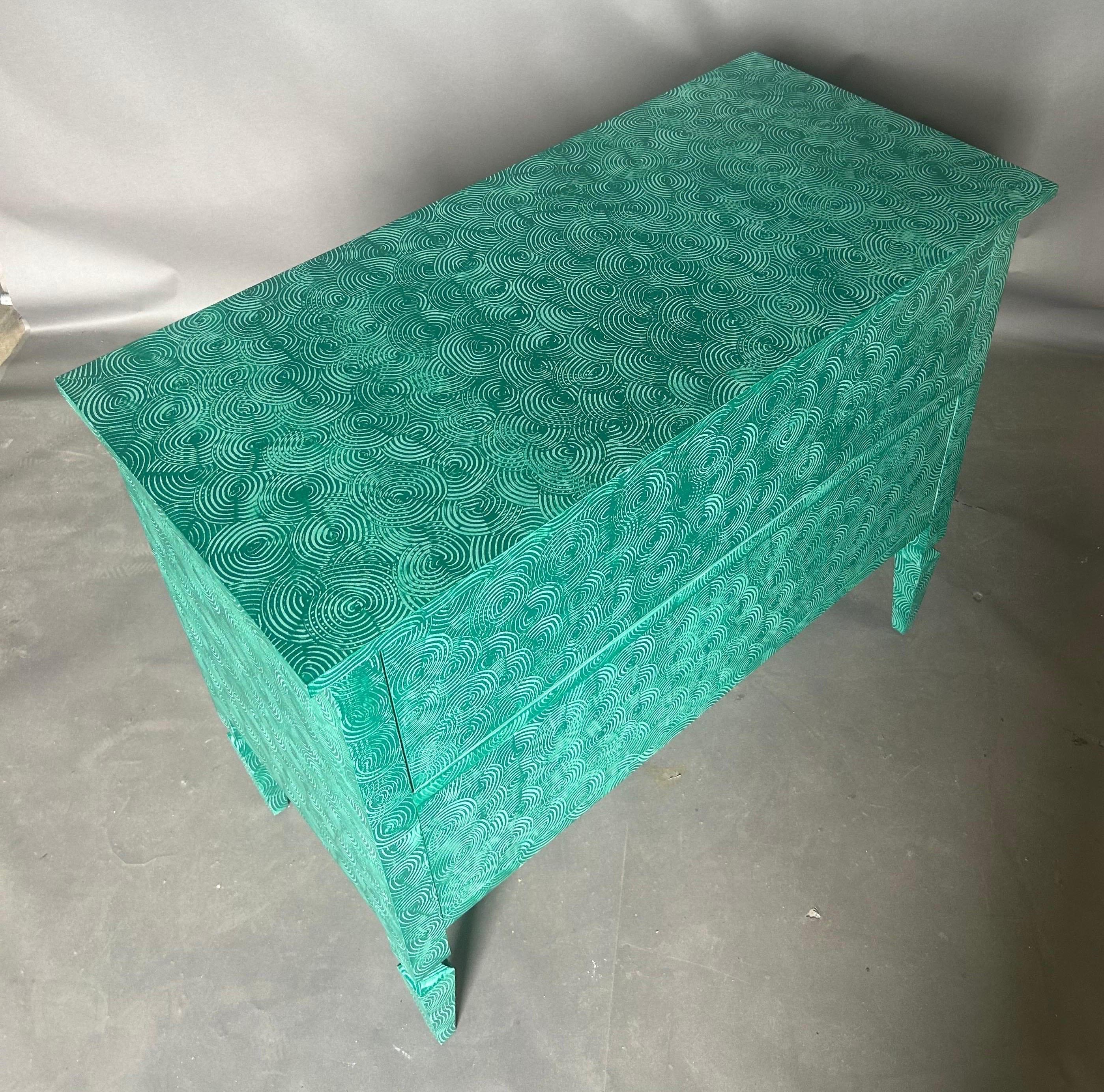 Delia chest by the fabulous things in hand painted absolute green swirl  For Sale 9