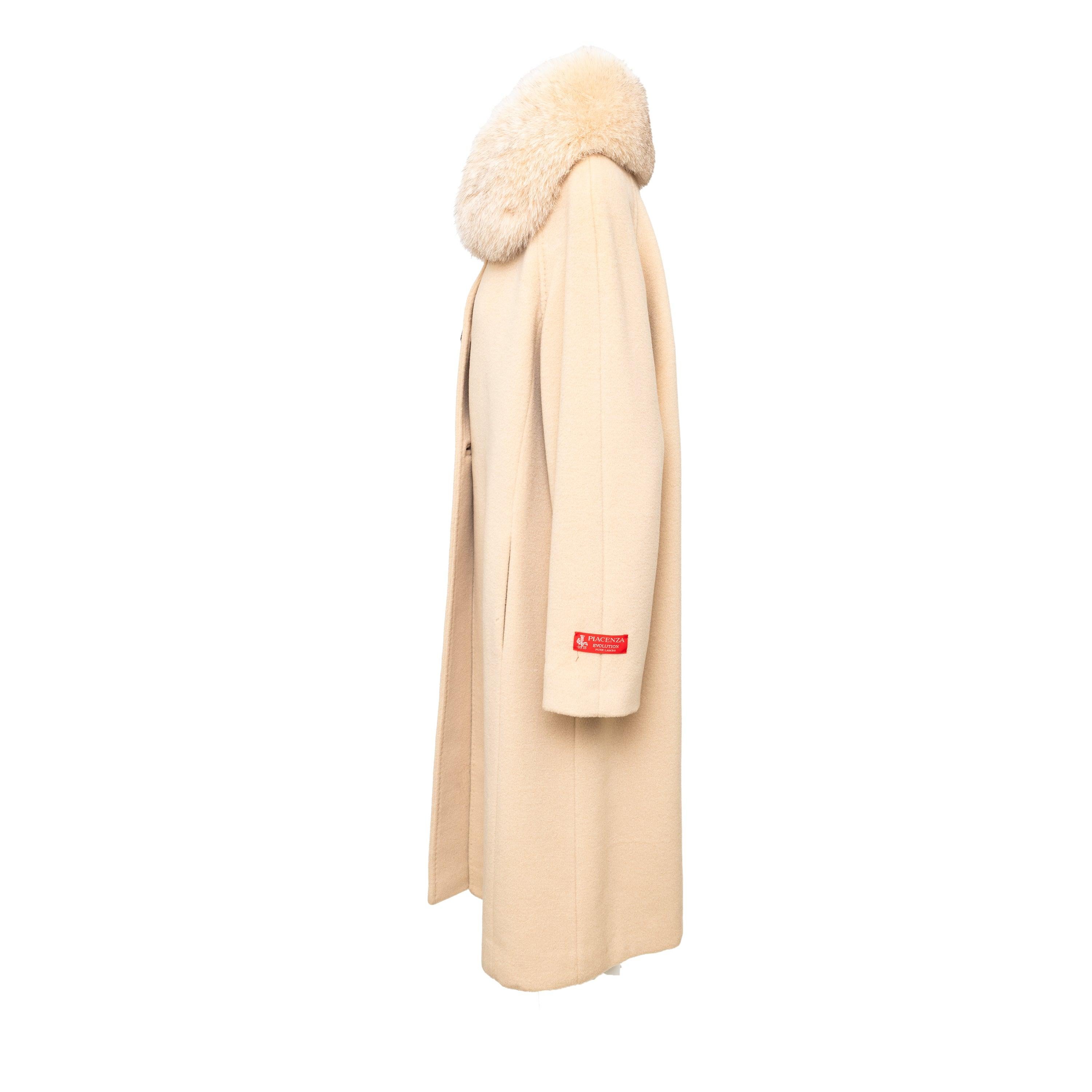 White Delia Ferrari Wool and Fur Coat - '90s For Sale