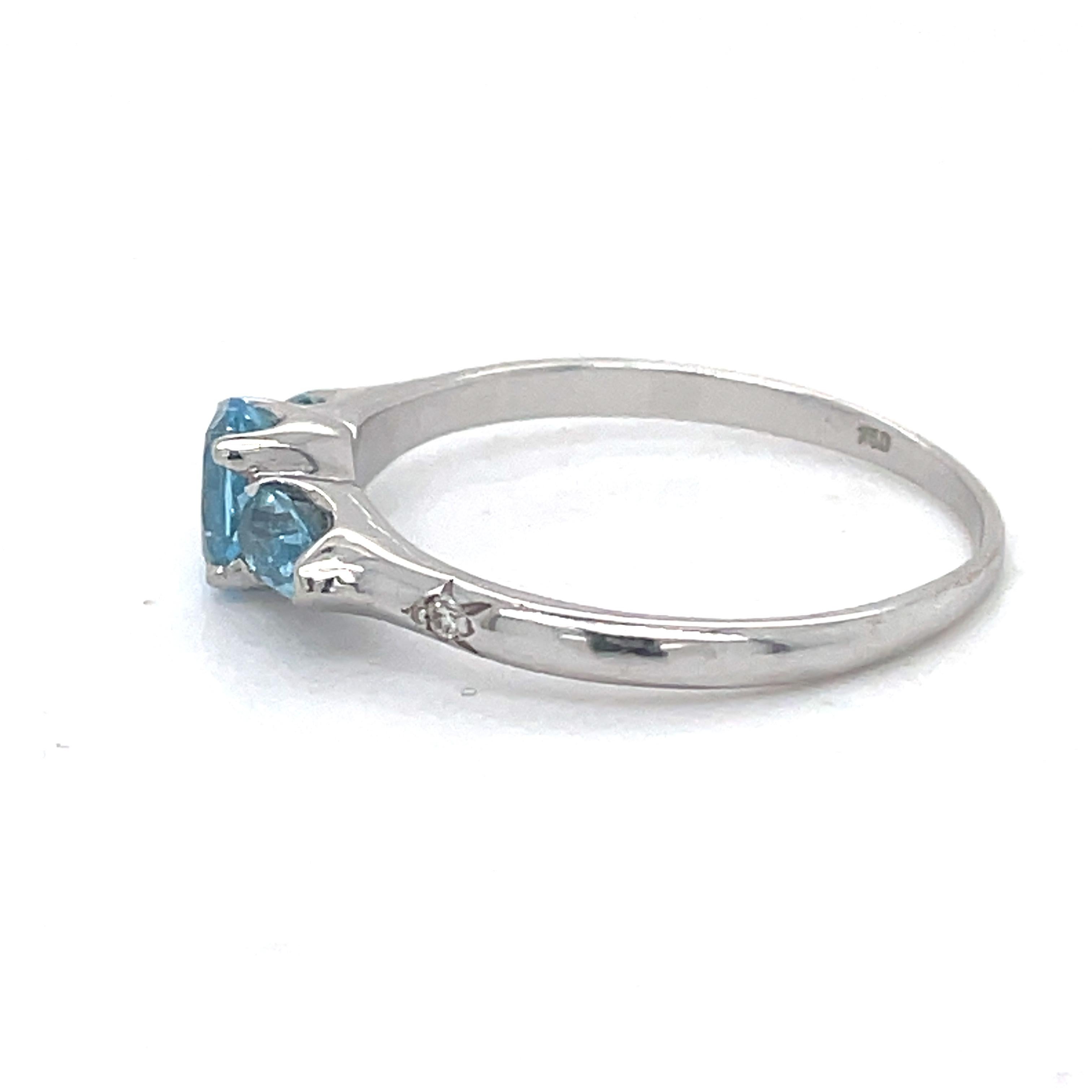 Delicat Blue topaz ring - 1ct Blue Topaz Ring, 18K white gold, 0.01CT diamond  In Excellent Condition For Sale In Ramat Gan, IL