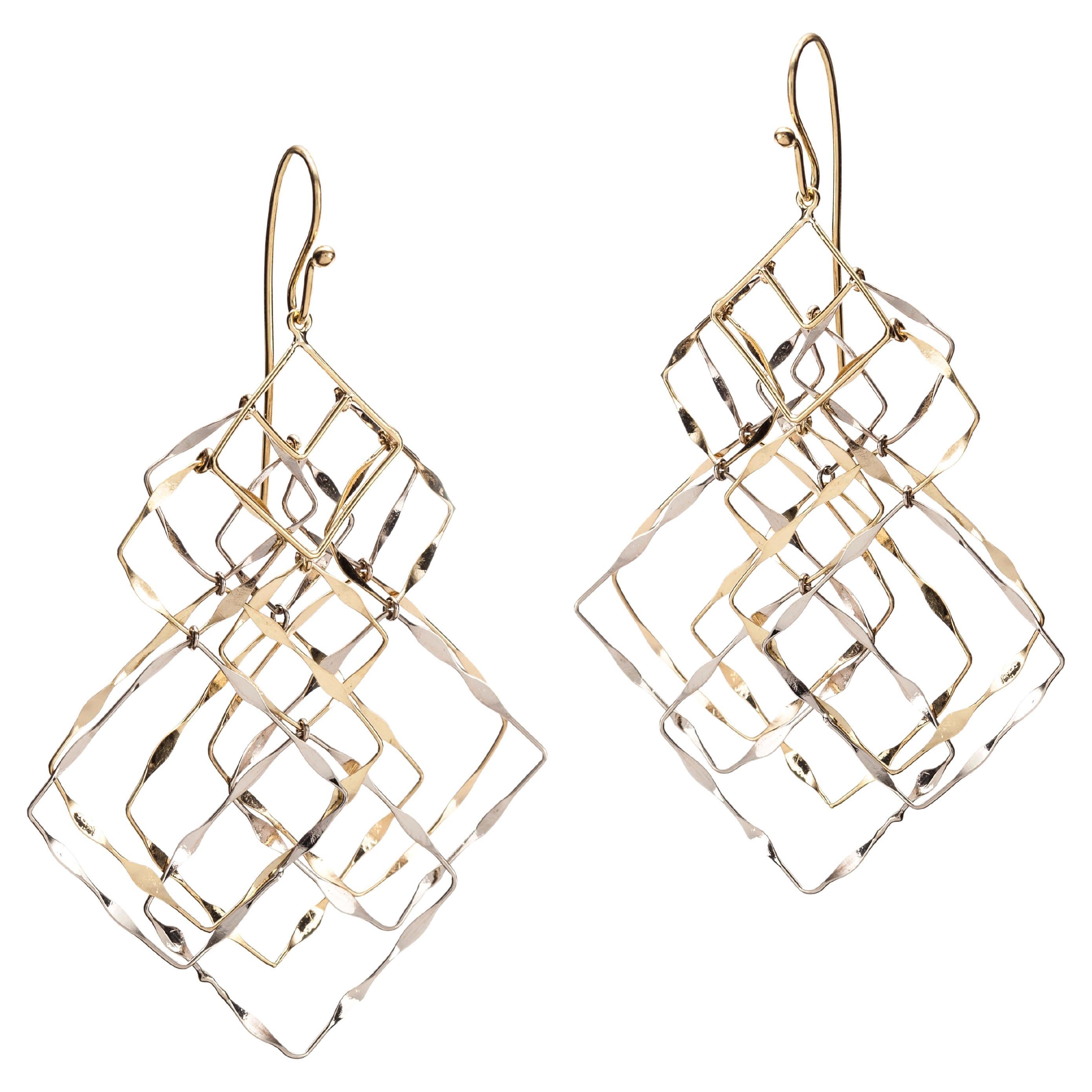 Delicata Earrings in 18k Yellow and White Gold by Serafino For Sale