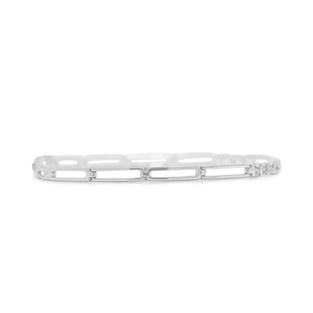 Taglio rotondo Delicate 0.09ct Natural Diamond 10K White Gold Bracelet in vendita