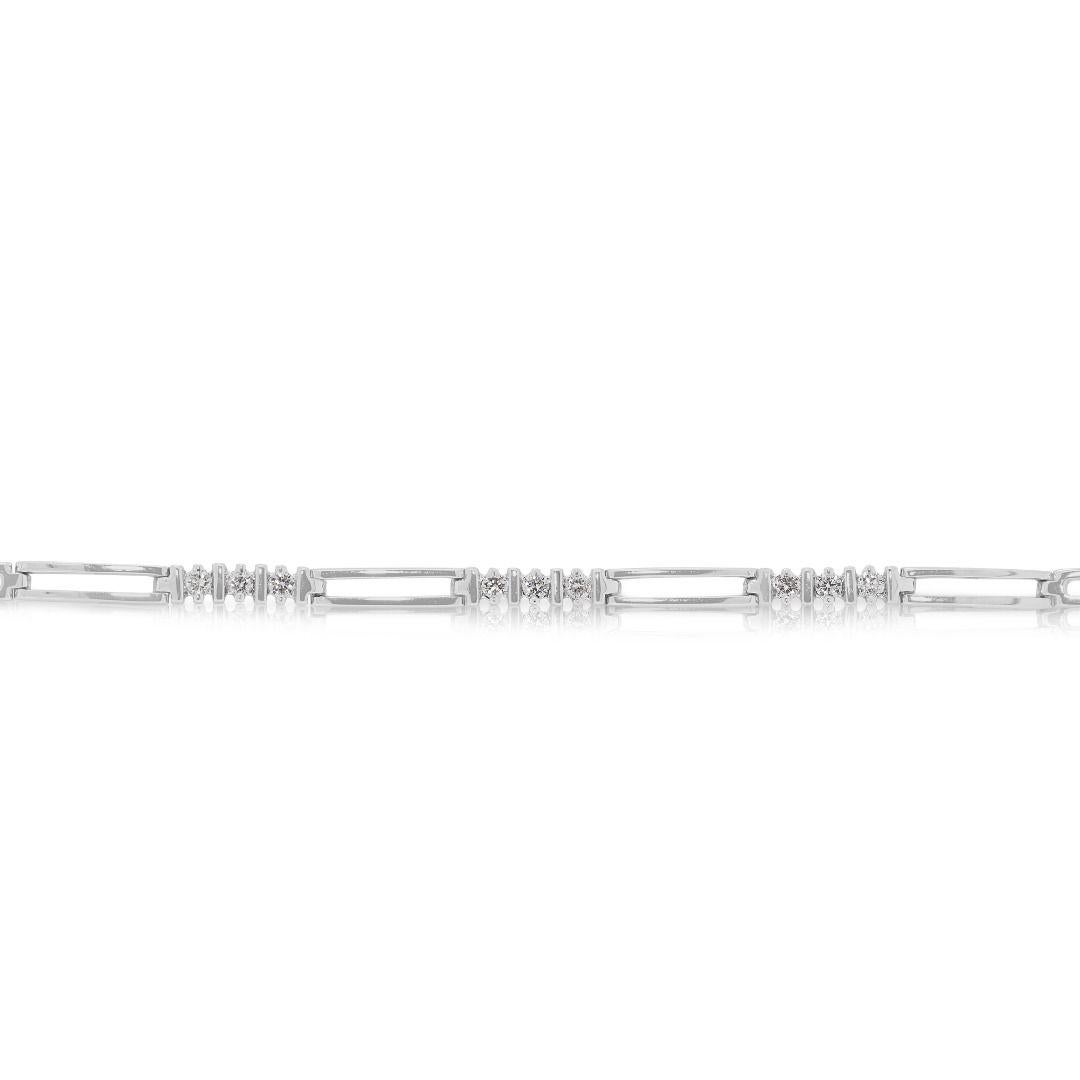 da uomo o donna Delicate 0.09ct Natural Diamond 10K White Gold Bracelet in vendita