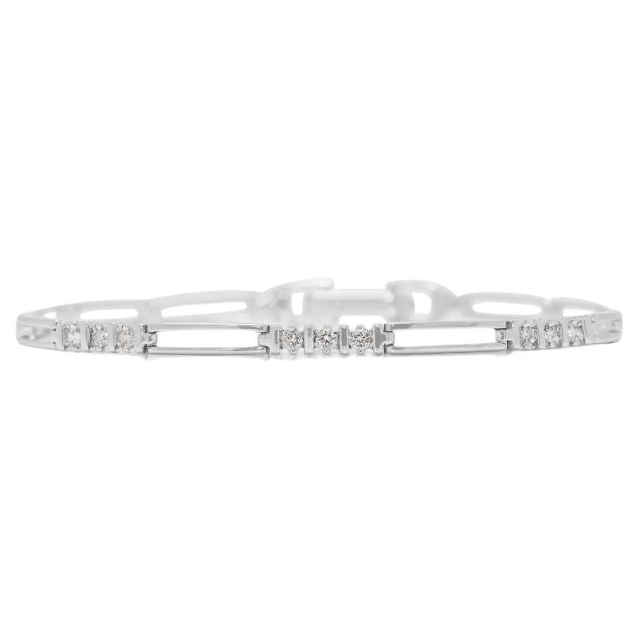 Delicate 0.09ct Natural Diamond 10K White Gold Bracelet