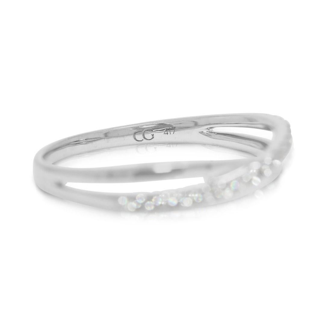 Taglio rotondo Delicate 0.1ct Natural Diamond 10K White Gold Ring in vendita