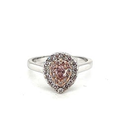 Delicate 0.61 ctw Pink and White Diamonds Engagement Ring, Natural Earth Mined