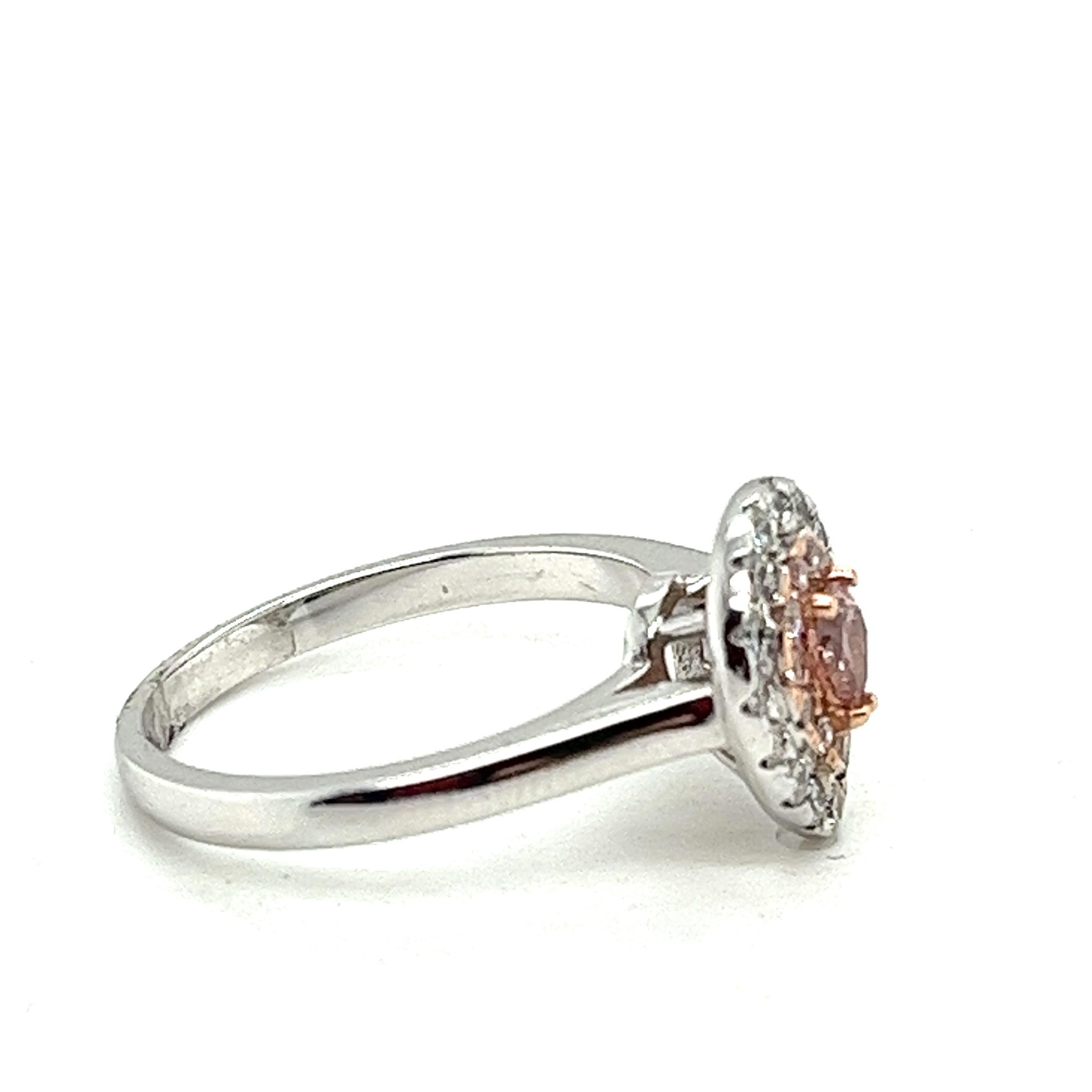 Pear Cut Delicate 0.61 ctw Pink and White Diamonds Engagement Ring, Natural Earth Mined  For Sale