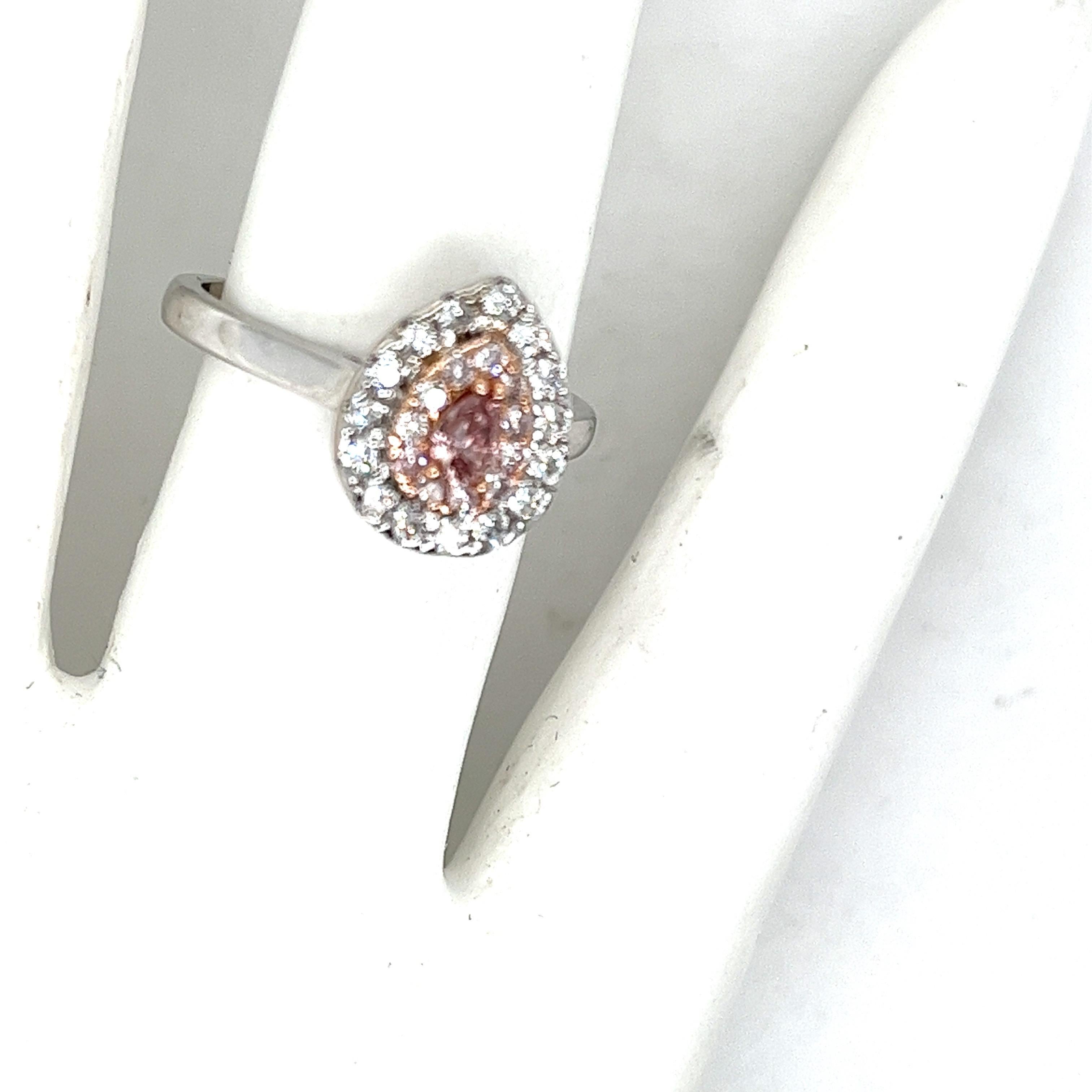 Women's Delicate 0.61 ctw Pink and White Diamonds Engagement Ring, Natural Earth Mined  For Sale